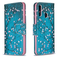 Handytasche Stand Schutzhülle Flip Leder Hülle Modisch Muster B01F für Samsung Galaxy A20s Cyan