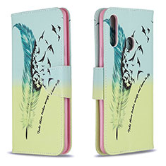 Handytasche Stand Schutzhülle Flip Leder Hülle Modisch Muster B01F für Samsung Galaxy A20s Minzgrün