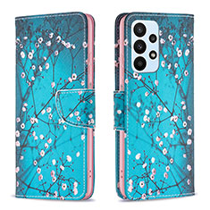 Handytasche Stand Schutzhülle Flip Leder Hülle Modisch Muster B01F für Samsung Galaxy A23 4G Cyan