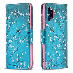 Handytasche Stand Schutzhülle Flip Leder Hülle Modisch Muster B01F für Samsung Galaxy A32 4G Cyan