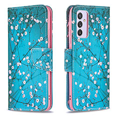 Handytasche Stand Schutzhülle Flip Leder Hülle Modisch Muster B01F für Samsung Galaxy A34 5G Cyan