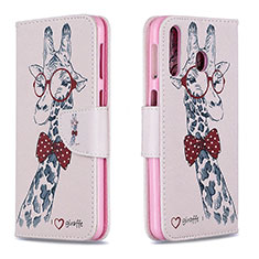 Handytasche Stand Schutzhülle Flip Leder Hülle Modisch Muster B01F für Samsung Galaxy A40s Rosa