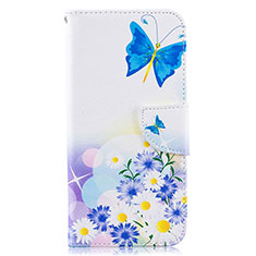 Handytasche Stand Schutzhülle Flip Leder Hülle Modisch Muster B01F für Samsung Galaxy A50 Blau