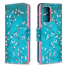 Handytasche Stand Schutzhülle Flip Leder Hülle Modisch Muster B01F für Samsung Galaxy A52 4G Cyan