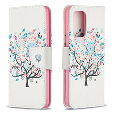 Handytasche Stand Schutzhülle Flip Leder Hülle Modisch Muster B01F für Samsung Galaxy A52 4G Weiß