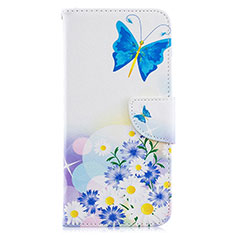 Handytasche Stand Schutzhülle Flip Leder Hülle Modisch Muster B01F für Samsung Galaxy A70S Blau