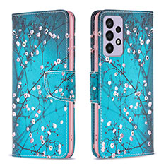 Handytasche Stand Schutzhülle Flip Leder Hülle Modisch Muster B01F für Samsung Galaxy A73 5G Cyan