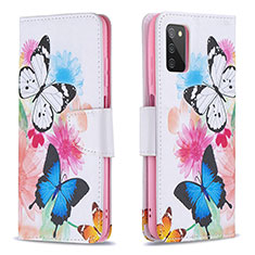 Handytasche Stand Schutzhülle Flip Leder Hülle Modisch Muster B01F für Samsung Galaxy F02S SM-E025F Bunt