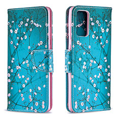 Handytasche Stand Schutzhülle Flip Leder Hülle Modisch Muster B01F für Samsung Galaxy Note 20 5G Cyan