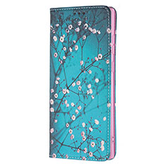 Handytasche Stand Schutzhülle Flip Leder Hülle Modisch Muster B01F für Samsung Galaxy S21 Ultra 5G Cyan