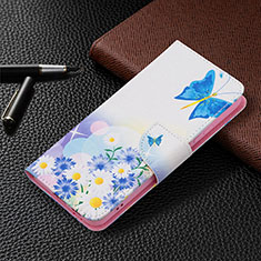 Handytasche Stand Schutzhülle Flip Leder Hülle Modisch Muster B01F für Samsung Galaxy S23 5G Hellblau