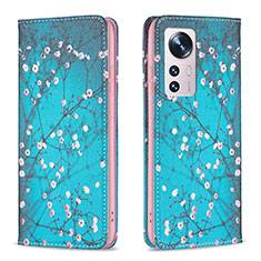 Handytasche Stand Schutzhülle Flip Leder Hülle Modisch Muster B01F für Xiaomi Mi 12S Pro 5G Cyan