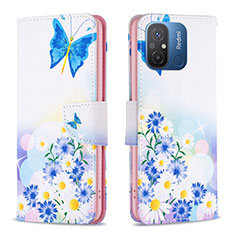 Handytasche Stand Schutzhülle Flip Leder Hülle Modisch Muster B01F für Xiaomi Poco C55 Blau