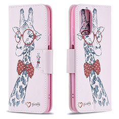 Handytasche Stand Schutzhülle Flip Leder Hülle Modisch Muster B01F für Xiaomi Poco M5S Rosa