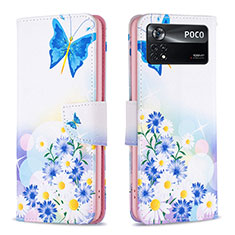 Handytasche Stand Schutzhülle Flip Leder Hülle Modisch Muster B01F für Xiaomi Poco X4 Pro 5G Blau