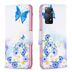 Handytasche Stand Schutzhülle Flip Leder Hülle Modisch Muster B01F für Xiaomi Redmi Note 11 Pro 5G Blau