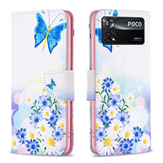 Handytasche Stand Schutzhülle Flip Leder Hülle Modisch Muster B01F für Xiaomi Redmi Note 11E Pro 5G Blau