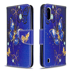 Handytasche Stand Schutzhülle Flip Leder Hülle Modisch Muster B03F für Samsung Galaxy A01 SM-A015 Blau
