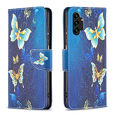 Handytasche Stand Schutzhülle Flip Leder Hülle Modisch Muster B03F für Samsung Galaxy A13 4G Hellblau