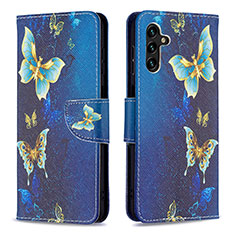 Handytasche Stand Schutzhülle Flip Leder Hülle Modisch Muster B03F für Samsung Galaxy A13 5G Hellblau