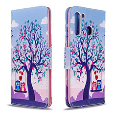 Handytasche Stand Schutzhülle Flip Leder Hülle Modisch Muster B03F für Samsung Galaxy A21 Helles Lila