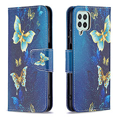 Handytasche Stand Schutzhülle Flip Leder Hülle Modisch Muster B03F für Samsung Galaxy A22 4G Hellblau