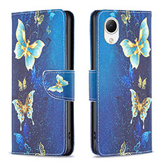 Handytasche Stand Schutzhülle Flip Leder Hülle Modisch Muster B03F für Samsung Galaxy A23 5G SC-56C Hellblau
