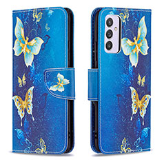 Handytasche Stand Schutzhülle Flip Leder Hülle Modisch Muster B03F für Samsung Galaxy A24 4G Hellblau