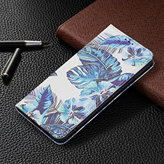 Handytasche Stand Schutzhülle Flip Leder Hülle Modisch Muster B03F für Samsung Galaxy S21 FE 5G Blau
