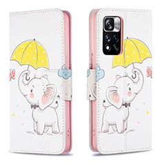 Handytasche Stand Schutzhülle Flip Leder Hülle Modisch Muster B03F für Xiaomi Redmi Note 11 Pro+ Plus 5G Gelb