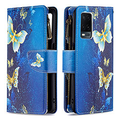 Handytasche Stand Schutzhülle Flip Leder Hülle Modisch Muster B04F für Oppo A54 4G Blau