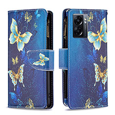 Handytasche Stand Schutzhülle Flip Leder Hülle Modisch Muster B04F für Oppo A56S 5G Blau