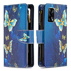 Handytasche Stand Schutzhülle Flip Leder Hülle Modisch Muster B04F für Oppo A74 4G Blau