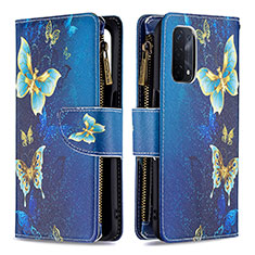 Handytasche Stand Schutzhülle Flip Leder Hülle Modisch Muster B04F für Oppo A93 5G Blau