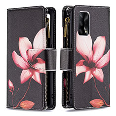 Handytasche Stand Schutzhülle Flip Leder Hülle Modisch Muster B04F für Oppo F19s Rot