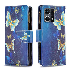 Handytasche Stand Schutzhülle Flip Leder Hülle Modisch Muster B04F für Oppo F21s Pro 4G Blau