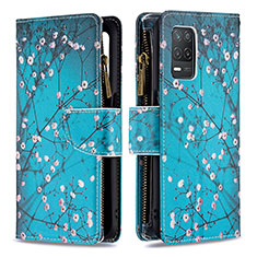 Handytasche Stand Schutzhülle Flip Leder Hülle Modisch Muster B04F für Realme 9 5G India Cyan