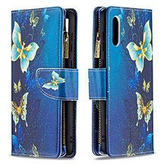 Handytasche Stand Schutzhülle Flip Leder Hülle Modisch Muster B04F für Samsung Galaxy A02 Blau