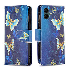 Handytasche Stand Schutzhülle Flip Leder Hülle Modisch Muster B04F für Samsung Galaxy A04 4G Blau