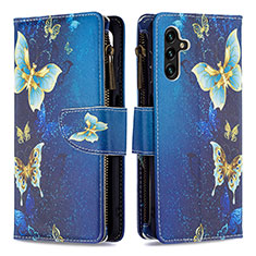 Handytasche Stand Schutzhülle Flip Leder Hülle Modisch Muster B04F für Samsung Galaxy A04s Blau
