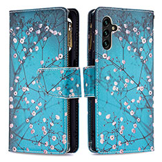 Handytasche Stand Schutzhülle Flip Leder Hülle Modisch Muster B04F für Samsung Galaxy A04s Cyan