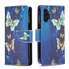 Handytasche Stand Schutzhülle Flip Leder Hülle Modisch Muster B04F für Samsung Galaxy A13 4G Blau
