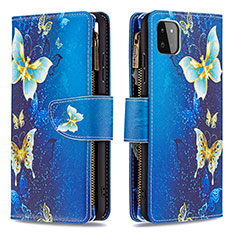 Handytasche Stand Schutzhülle Flip Leder Hülle Modisch Muster B04F für Samsung Galaxy A22s 5G Blau