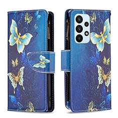 Handytasche Stand Schutzhülle Flip Leder Hülle Modisch Muster B04F für Samsung Galaxy A23 5G Blau