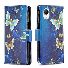 Handytasche Stand Schutzhülle Flip Leder Hülle Modisch Muster B04F für Samsung Galaxy A23 5G SC-56C Blau