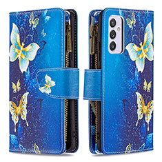 Handytasche Stand Schutzhülle Flip Leder Hülle Modisch Muster B04F für Samsung Galaxy A34 5G Blau