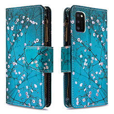 Handytasche Stand Schutzhülle Flip Leder Hülle Modisch Muster B04F für Samsung Galaxy A41 Cyan