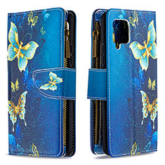 Handytasche Stand Schutzhülle Flip Leder Hülle Modisch Muster B04F für Samsung Galaxy A42 5G Blau