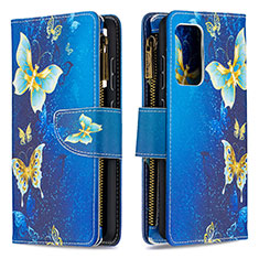 Handytasche Stand Schutzhülle Flip Leder Hülle Modisch Muster B04F für Samsung Galaxy A52 4G Blau