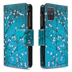 Handytasche Stand Schutzhülle Flip Leder Hülle Modisch Muster B04F für Samsung Galaxy A71 4G A715 Cyan